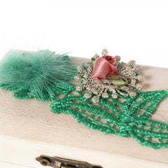 Cutiuta cufar pentru prima suvita, handmade, verde, 10x5x5 cm, Recostore, REC1801