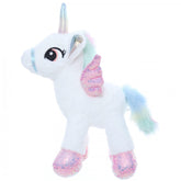 Jucarie de plus, unicorn alb cu paiete, 30x23x18 cm, Recostore, REC2311