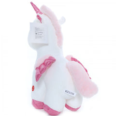 Jucarie de plus, unicorn alb cu sunet, 30x17x17 cm, Recostore, REC2309