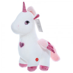 Jucarie de plus, unicorn alb cu sunet, 30x17x17 cm, Recostore, REC2309