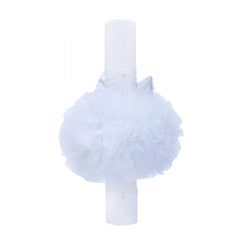 Lumanare alba �Radacini si aripi� pentru botez, cu tulle alb si funda, 35x5 cm, REC109