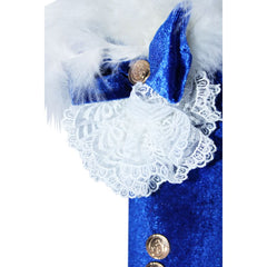 Lumanare albastra pentru botez, cu coroana de print imprimata si aplicatii din pene si banuti aurii, 40x7 cm, REC218