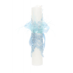 Lumanare bleu de botez cu bebelus atasat, 35x7 cm, Recostore, REC1918