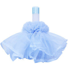 Lumanare bleu pentru botez, cu ingeras, volane din tulle bleu si fund, 30x5 cm, REC146