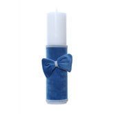Lumanare botez accesorizata cu catifea bleu, 28 cm, Recostore, REC2156
