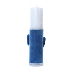 Lumanare botez accesorizata cu catifea bleu, 28 cm, Recostore, REC2156