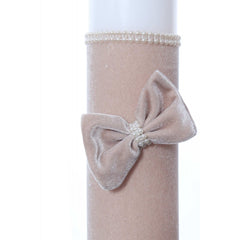Lumanare botez accesorizata cu catifea crem, 28 cm, Recostore, REC2158