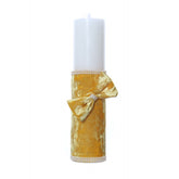 Lumanare botez accesorizata cu catifea galbena, 28 cm, Recostore, REC2154