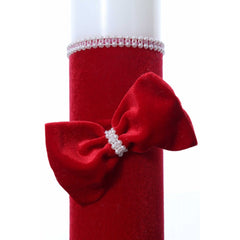 Lumanare botez accesorizata cu catifea rosie, 28 cm, Recostore, REC2160