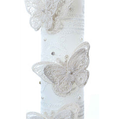 Lumanare botez accesorizata cu dantela alba, 35 cm, Recostore, REC2184