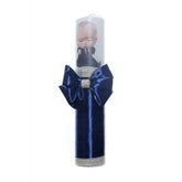 Lumanare botez cu Bebe Sef accesorizata cu panglica bleumarin, Recostore, REC2207