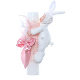 Lumanare botez cu bebelus atasat, accesorizata cu dantela roz, 30x6 cm, Recostore, REC2215