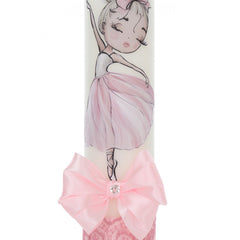 Lumanare botez, model Balerina, 30x7 cm, Roz, Recostore, REC5002/2