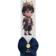 Lumanare botez model print, catifea bleumarin, 35x7 cm, REC5001/2