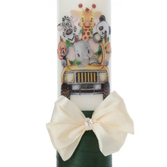 Lumanare botez, model Safari, 30x7 cm, Verde, Recostore, REC5002/7