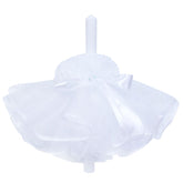 Lumanare cu funda pentru botez, cu volane din tulle alb, 45x3 cm, REC199