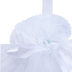 Lumanare cu funda pentru botez, cu volane din tulle alb, 45x3 cm, REC199