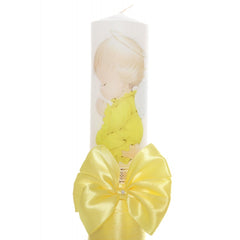 Lumanare galbena cu ingeras pentru botez, 40x7 cm, Recostore, REC1740