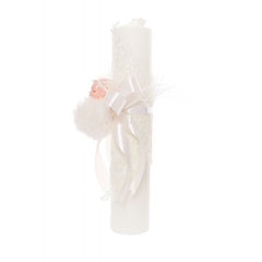 Lumanare ivoire de botez cu bebelus atasat, 35x7 cm, Recostore, REC1917