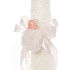 Lumanare ivoire de botez cu bebelus atasat, 35x7 cm, Recostore, REC1917