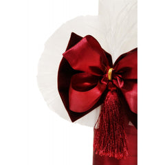 Lumanare pentru botez alba cu papion visiniu, 40x6 cm, REC1325