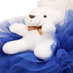 Lumanare pentru botez de culoare albastru electric cu ursuleti de plus, 30x5 cm, REC1322