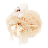 Lumanare pentru botez de culoare crem cu ursulet de plus, 30x5 cm, REC1321