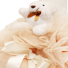 Lumanare pentru botez de culoare crem cu ursulet de plus, 30x5 cm, REC1321