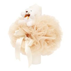 Lumanare pentru botez de culoare crem cu ursulet de plus, 30x5 cm, REC1321