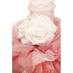 Lumanare pentru botez de culoare roz pudrat cu trandafir din sapun, 30x5 cm, REC1323