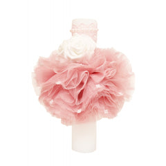 Lumanare pentru botez de culoare roz pudrat cu trandafir din sapun, 30x5 cm, REC1323