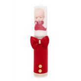 Lumanare rosie cu Bebe Sef pentru botez, 40x7 cm, Recostore, REC1718