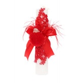 Lumanare rosie de botez cu bebelus atasat, 35x7 cm, Recostore, REC1915