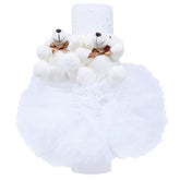 Lumanare tip glob cu doi ursuleti pentru botez, tulle alb si dantela, 20x7 cm, REC1451