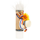 Lumanare traditionala pentru botez cu clop si spice de grau, 35x7 cm, REC1320
