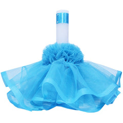 Lumanare turcoaz pentru botez, cu ingeras, volane din tulle turcoaz si funda, 30x5 cm, REC145