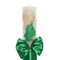 Lumanare verde cu ingeras pentru botez, 40x7 cm, Recostore, REC1744