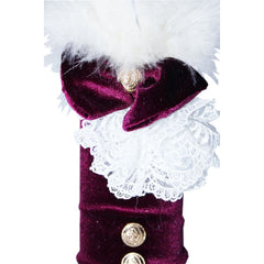 Lumanare visinie pentru botez, cu coroana de print imprimata si aplicatii din pene si banuti aurii, 40x7 cm, REC217