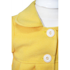 Palton din lana cu palarie pentru fete, galben mustar, REC1608