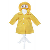 Palton din lana cu palarie pentru fete, galben mustar, REC1608