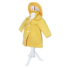 Palton din lana cu palarie pentru fete, galben mustar, REC1608