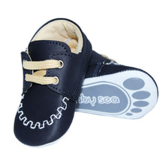 Pantofiori bleumarin cu siret pentru botez, REC860