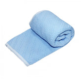 Paturica tricotata dublata pentru bebelusi, acril-bumbac, albastru, 75x75 cm, Recostore, REC1653