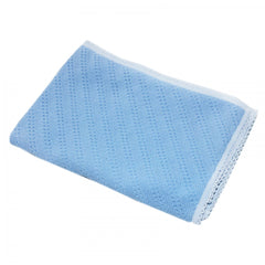 Paturica tricotata dublata pentru bebelusi, acril-bumbac, albastru, 75x75 cm, Recostore, REC1653