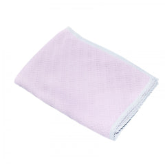 Paturica tricotata dublata pentru bebelusi, acril-bumbac, roz, 75x75 cm, Recostore, REC1652