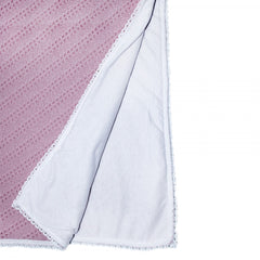 Paturica tricotata dublata pentru bebelusi, acril-bumbac, roz pudrat, 75x75 cm, Recostore, REC1650