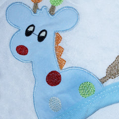 Prosop cu capison si manusa pentru bebelusi, alb-albastru, 90x70 cm, Recostore, REC1635