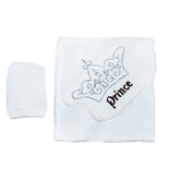 Prosop cu capison si manusa pentru bebelusi, prince, alb, 90x90 cm, Recostore, REC1637