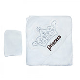 Prosop cu capison si manusa pentru bebelusi, princess, alb, 90x90 cm, Recostore, REC1639