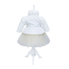 Rochie alb-crem pentru botez, 4 piese, rochie, bolero, turban, pantaloni pentru fetite, REC1164